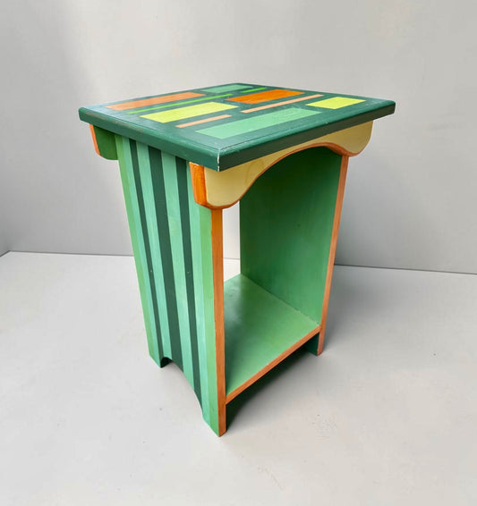 Hand-Painted Geometric Accent Table