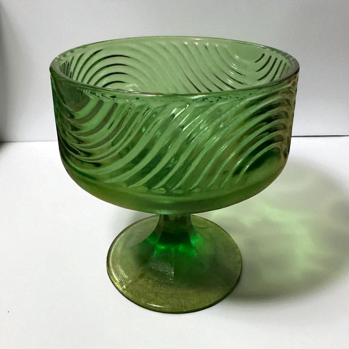 Vintage Brody Green Glass Compote