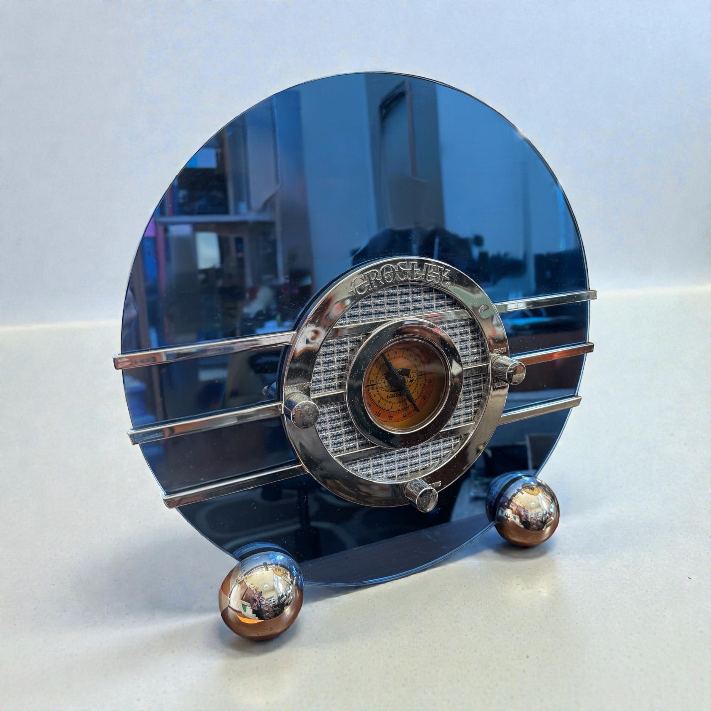 Vintage Crosley CR-37 Art Deco Bluebird Mirror Radio/Cassette