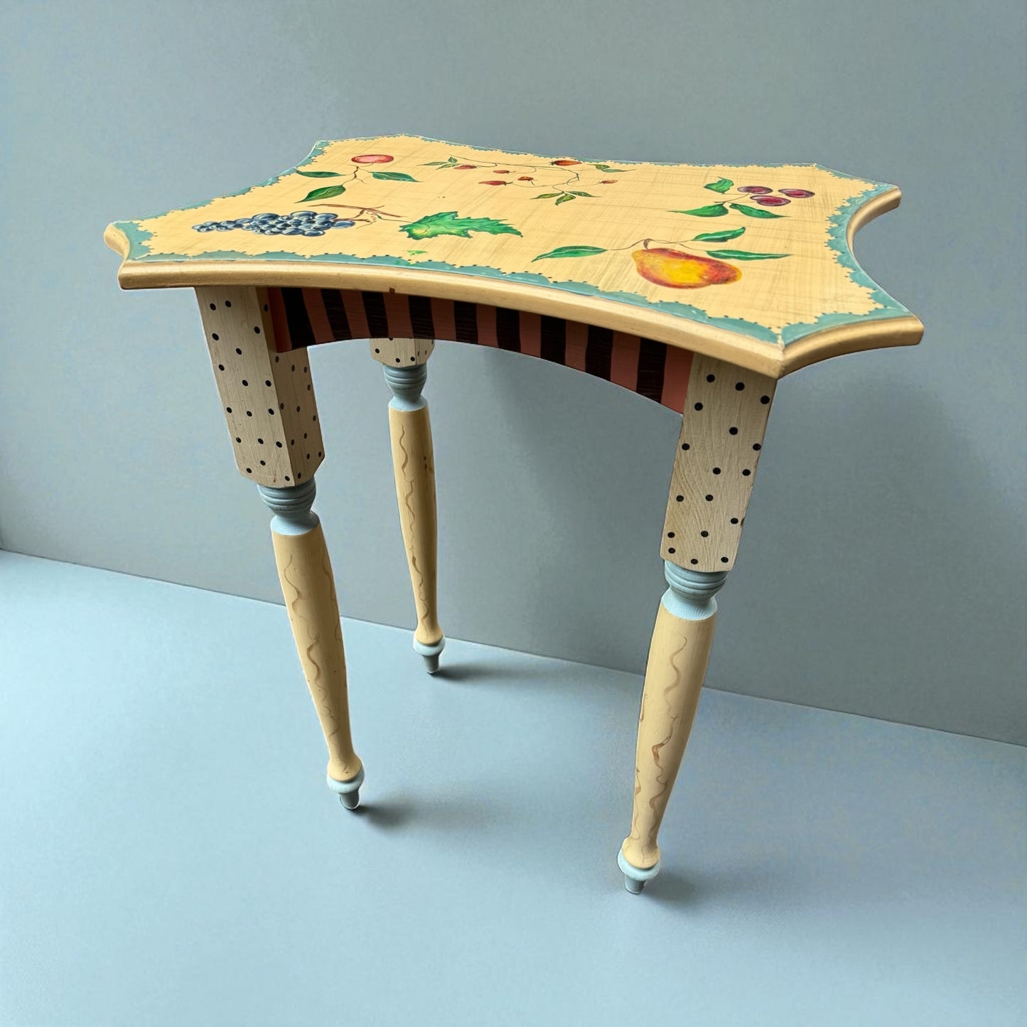 Farmhouse Painted Accent Table with Fruit Motif