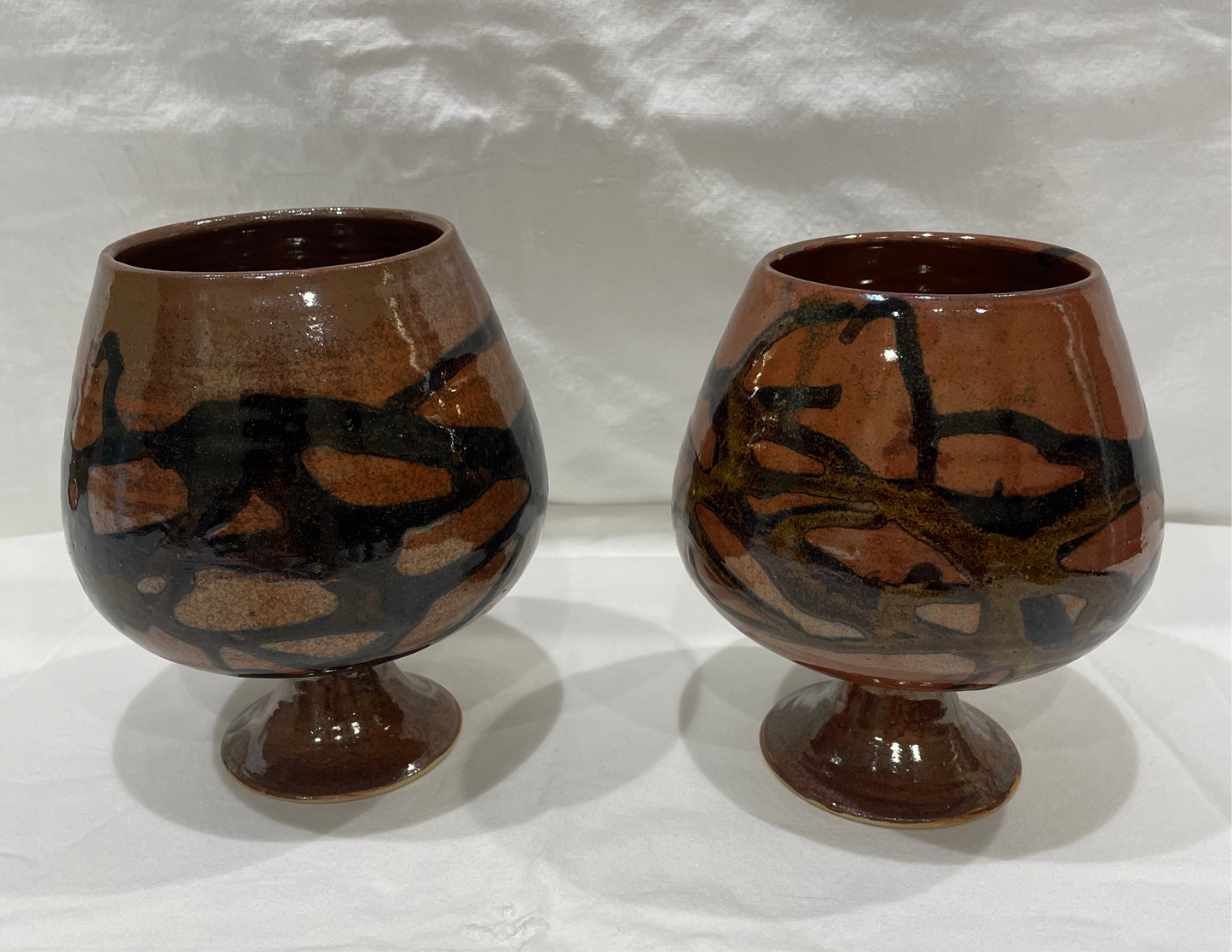 Pair of Glazed Pottery Snifters
