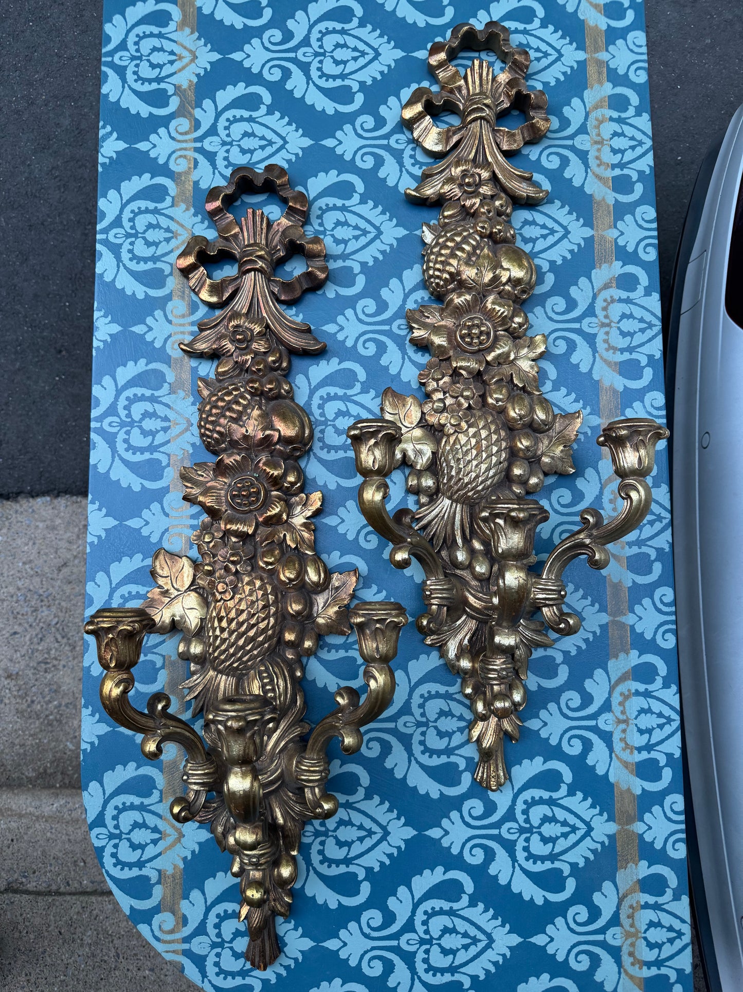 Pair VTG Syroco Wall Sconce Candleholders Hollywood Recency Style