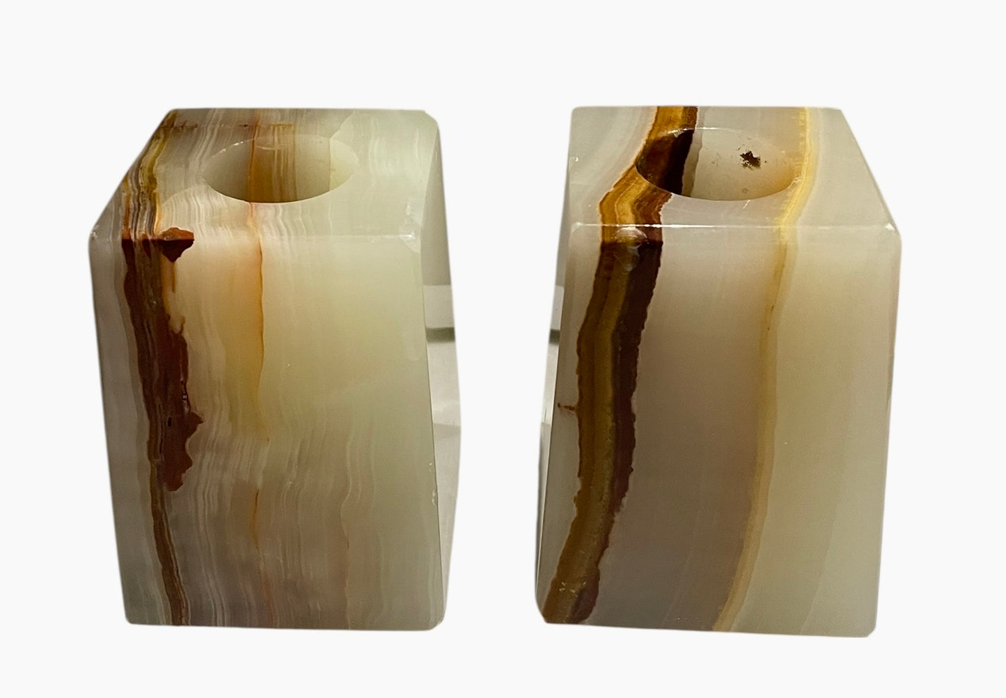 Pair of Agate Candleholders