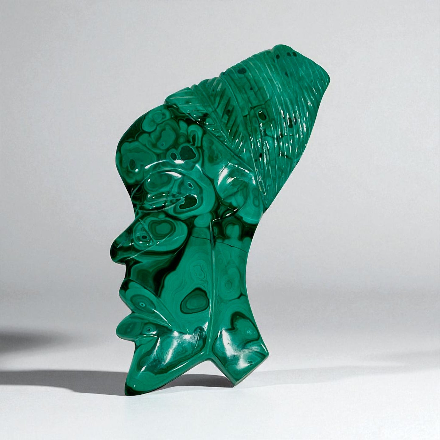Decorative Carved Malachite Profile From Zaire