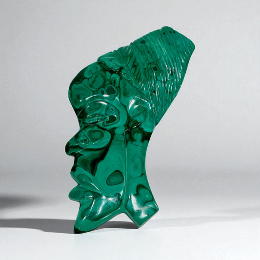 Decorative Carved Malachite Profile From Zaire