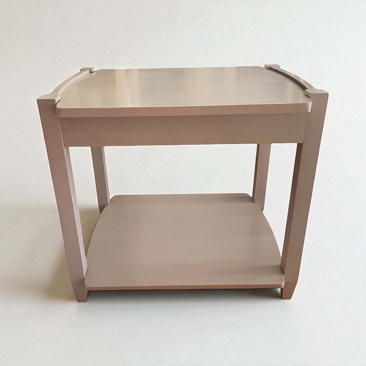 Painted Modern Side Table W/ Drawer + Lower Shelf