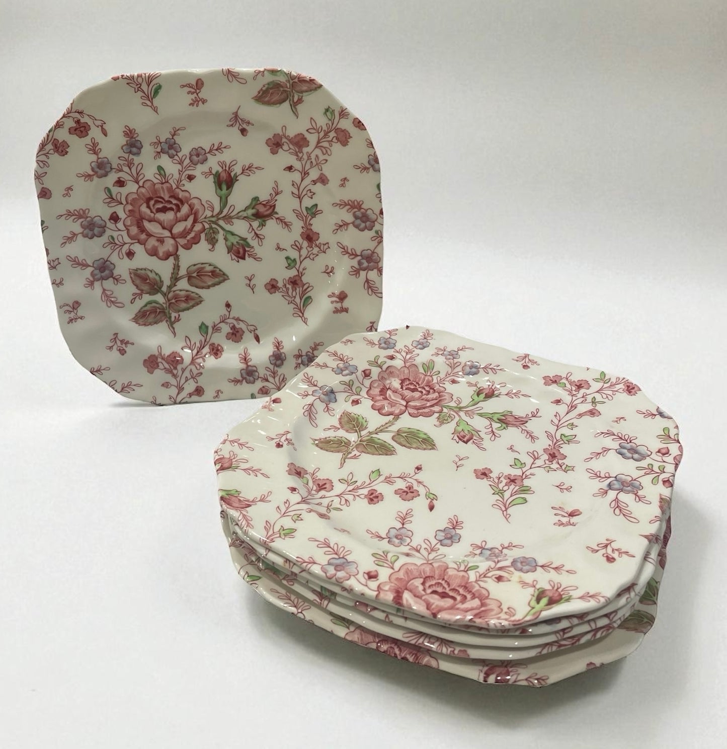 Set of 6 Johnson Bros. English China, Rose Chintz