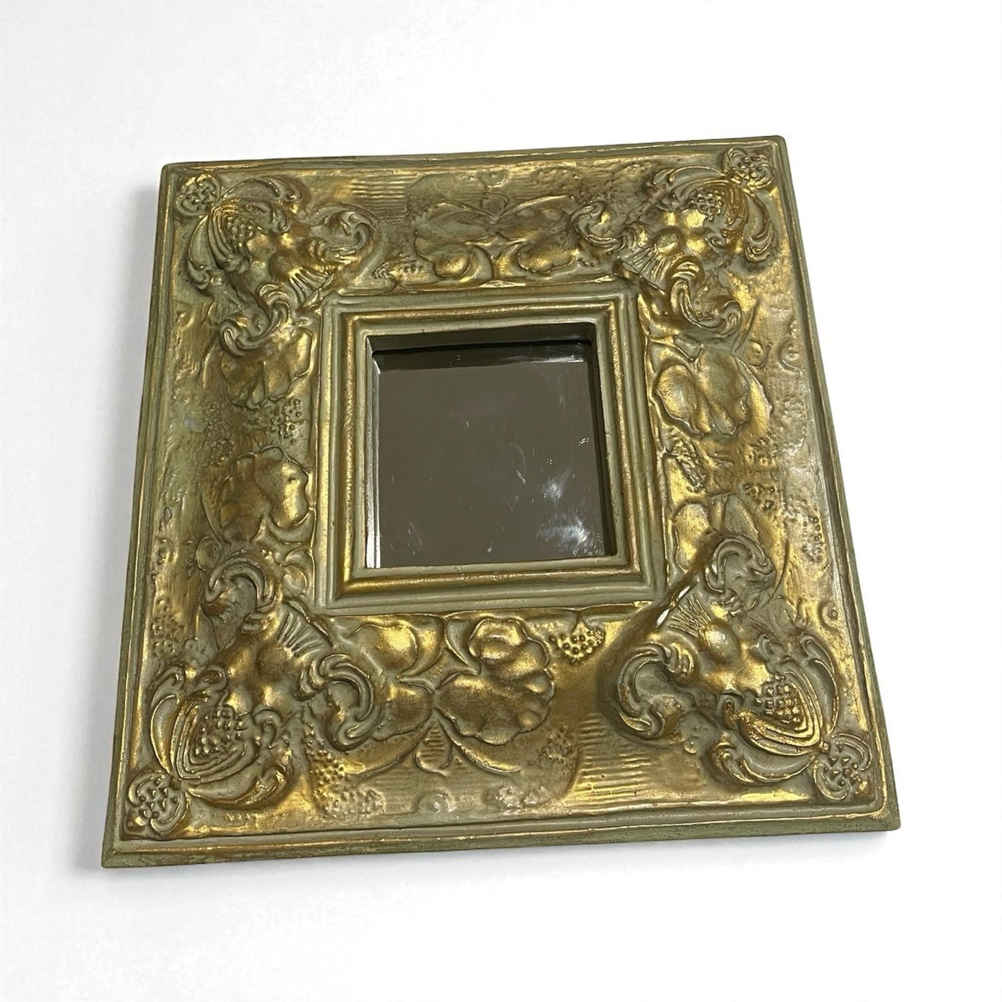 Square Green/Gold Ornate Mirror