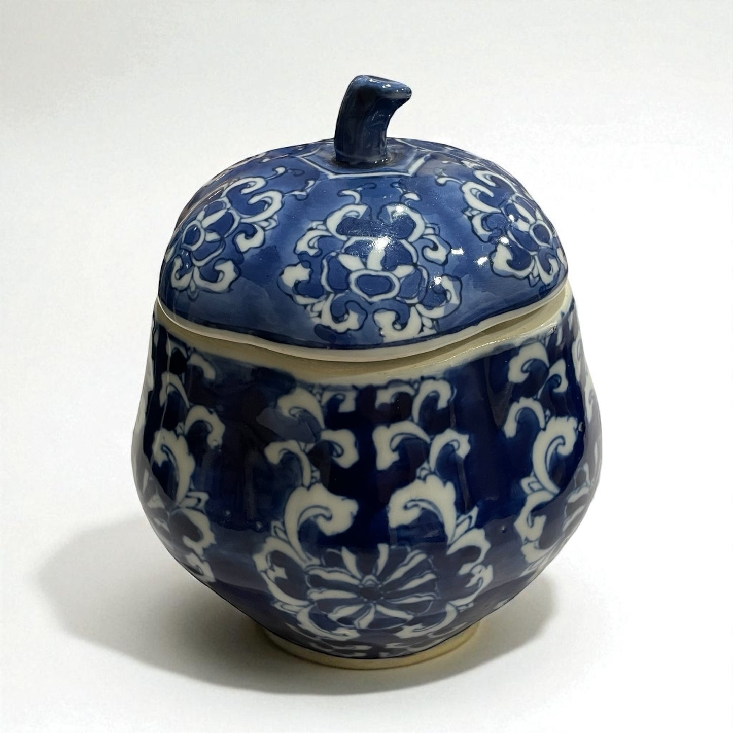 Vintage Blue & White Chinoiserie Jar W/ Lid