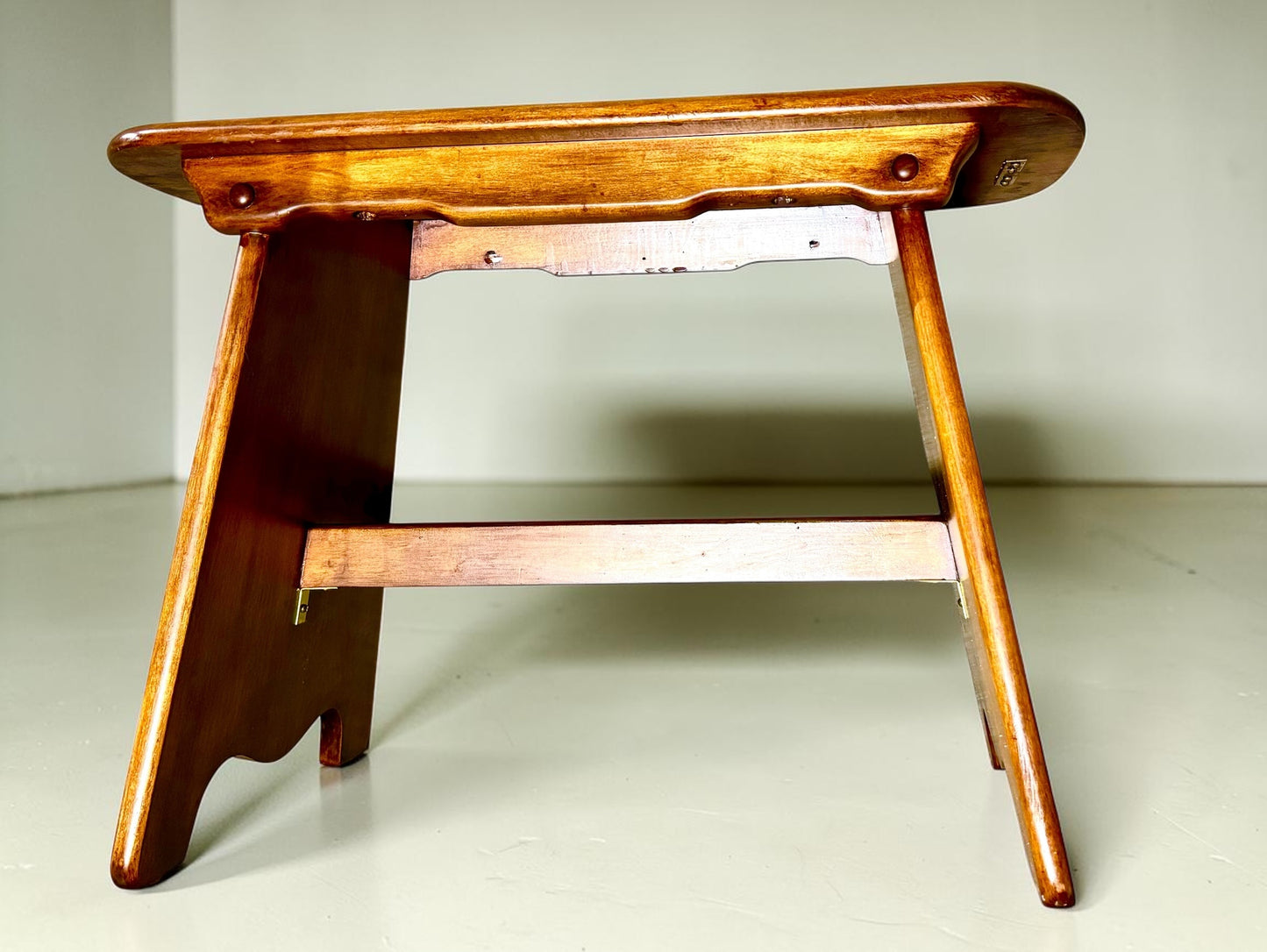 Vintage Mid-Century Whimsical Solid Wood Handmade Bench