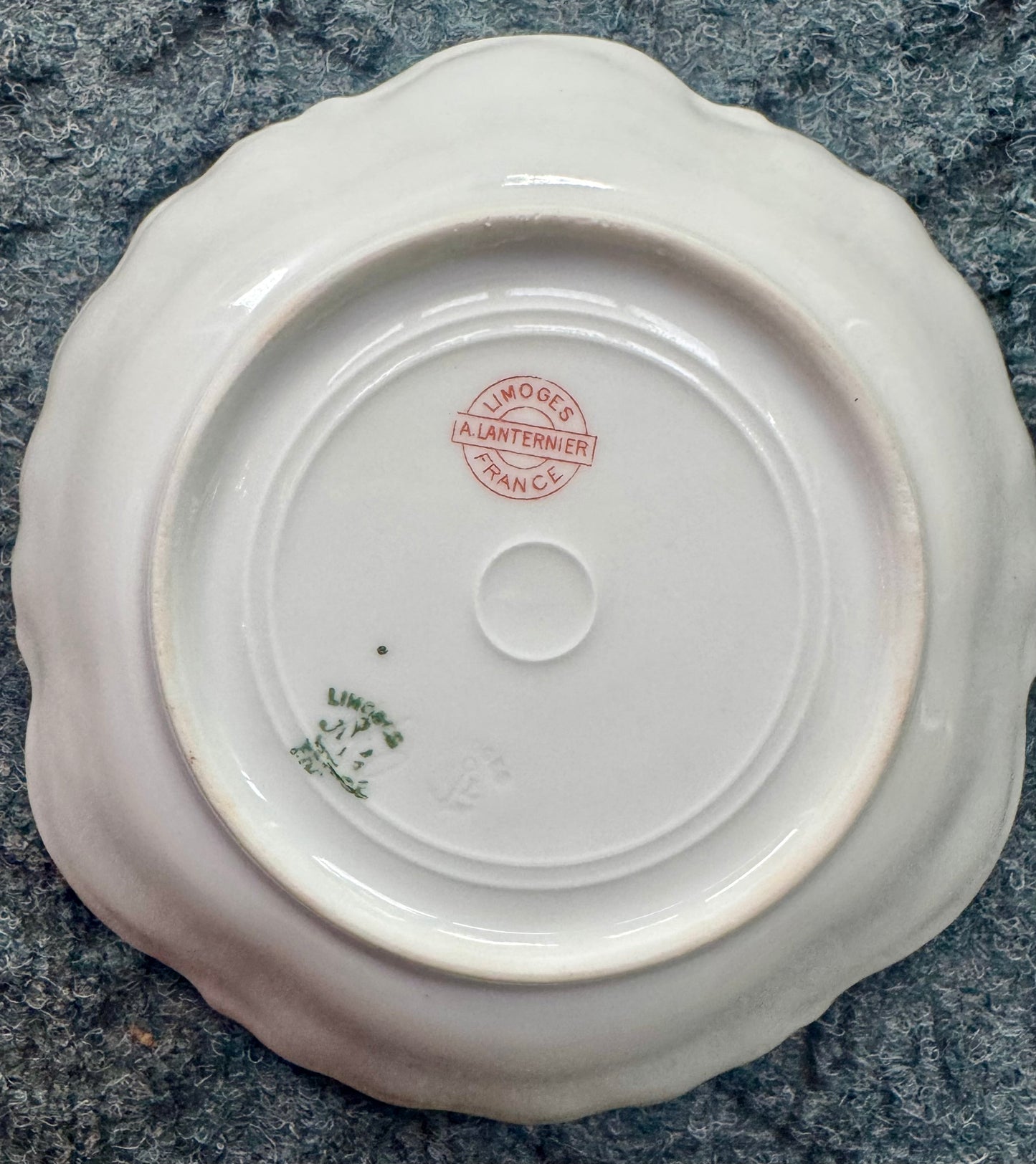 A. Lanternier Limoges Porcelain Scalloped Bowl with Delicate Floral Design, 6"