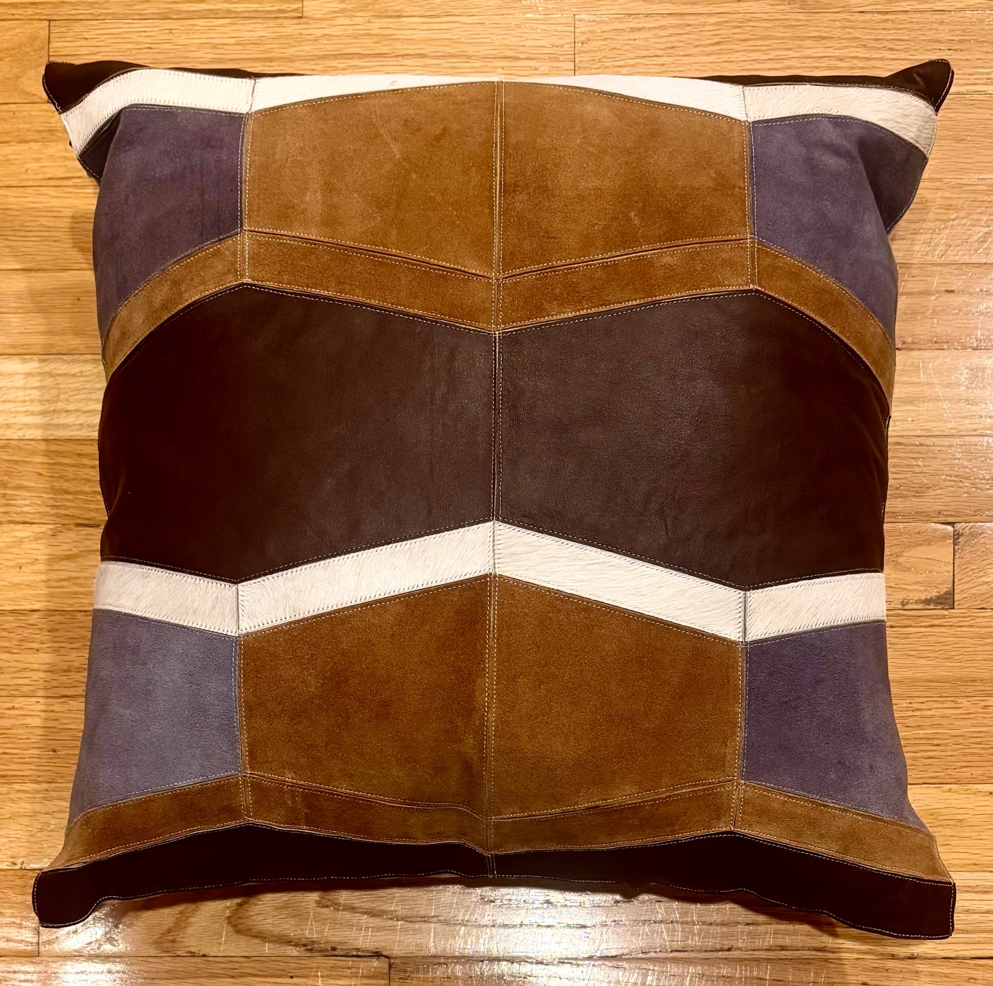Callisto Home Leather & Suede Patchwork Decorative Throw Pillow
