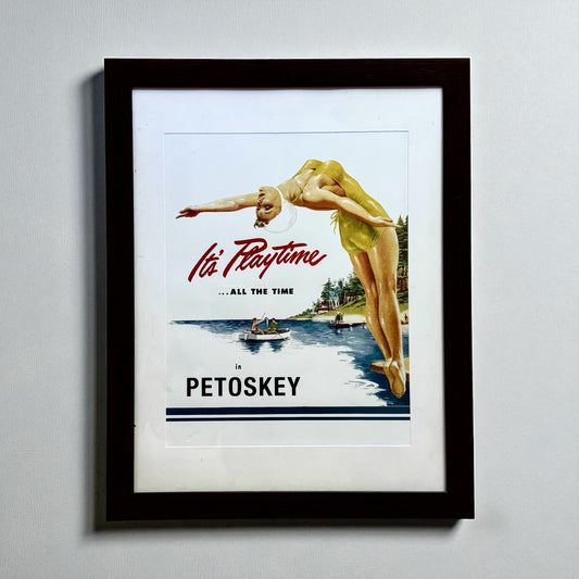 Framed/Matted Vintage Tourism Poster - Petosky, Mich