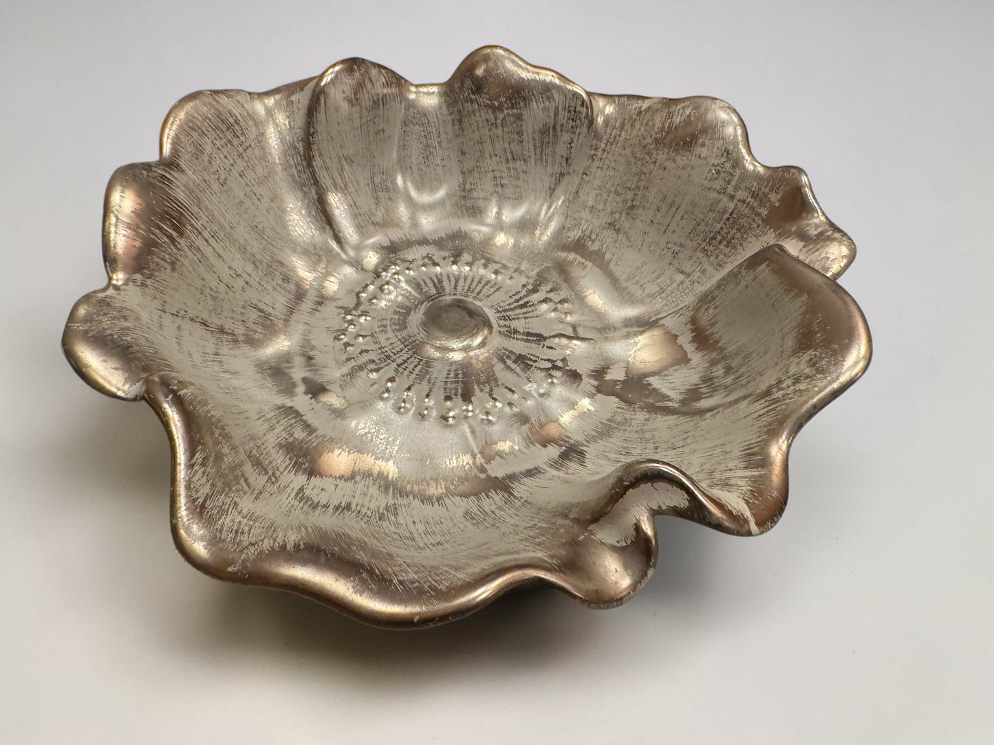 Stangl Pottery Colonial Silver Flower Bowl – #3410-9, Trenton NJ, 1950s, 11"D