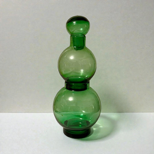 Vintage 2-Section Green Glass Bubble Decanter