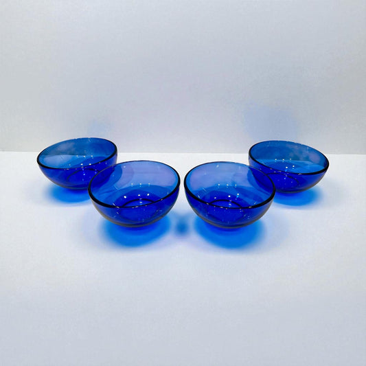 Set of 4 Mexico Cobalt Blue Glass Bowls