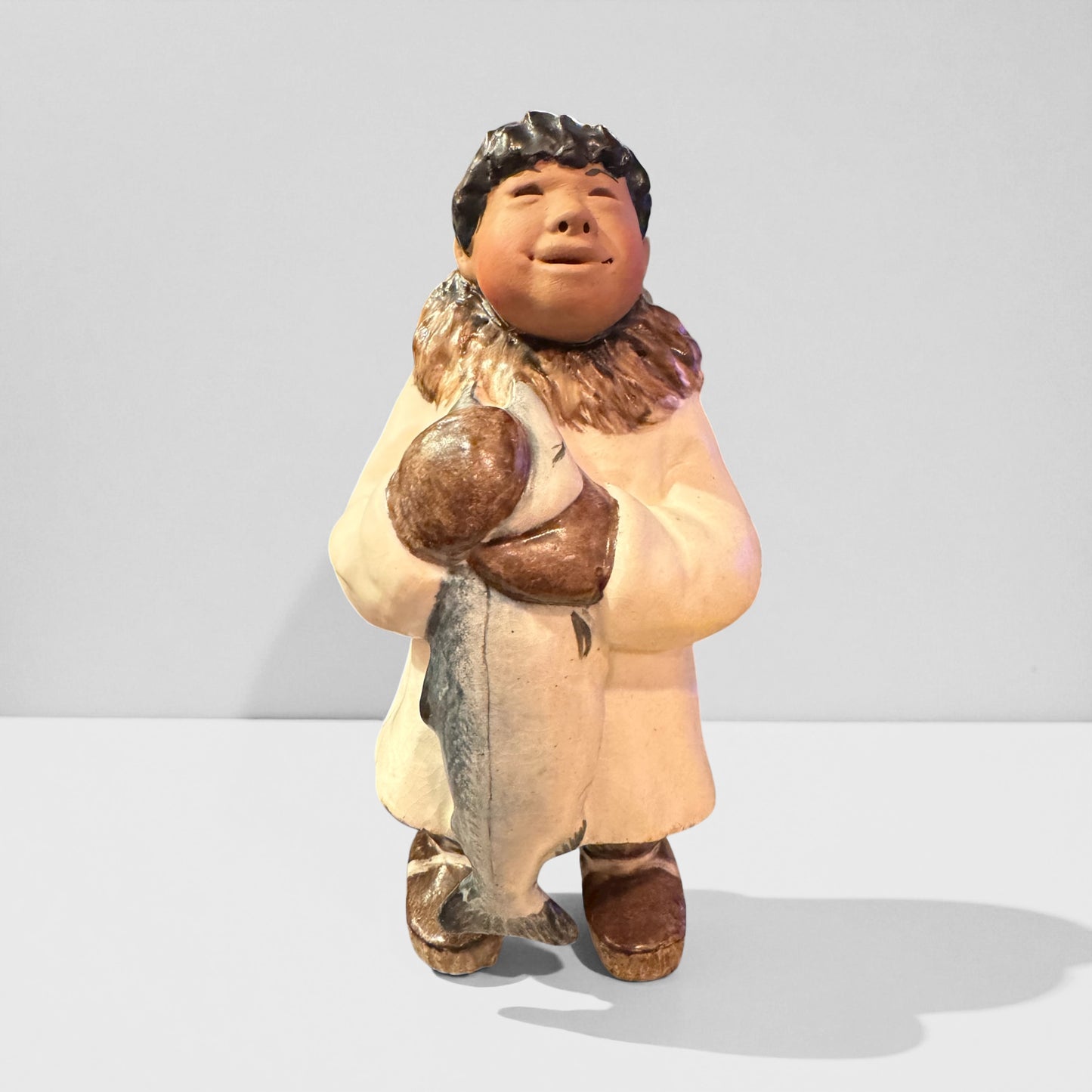 VTG Eskimo Art Figure - “The Fisherman", signed