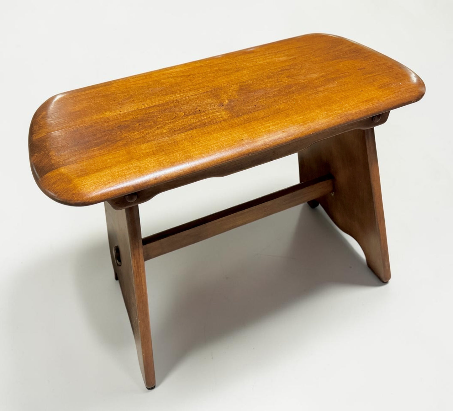 Vintage Mid-Century Whimsical Solid Wood Handmade Bench