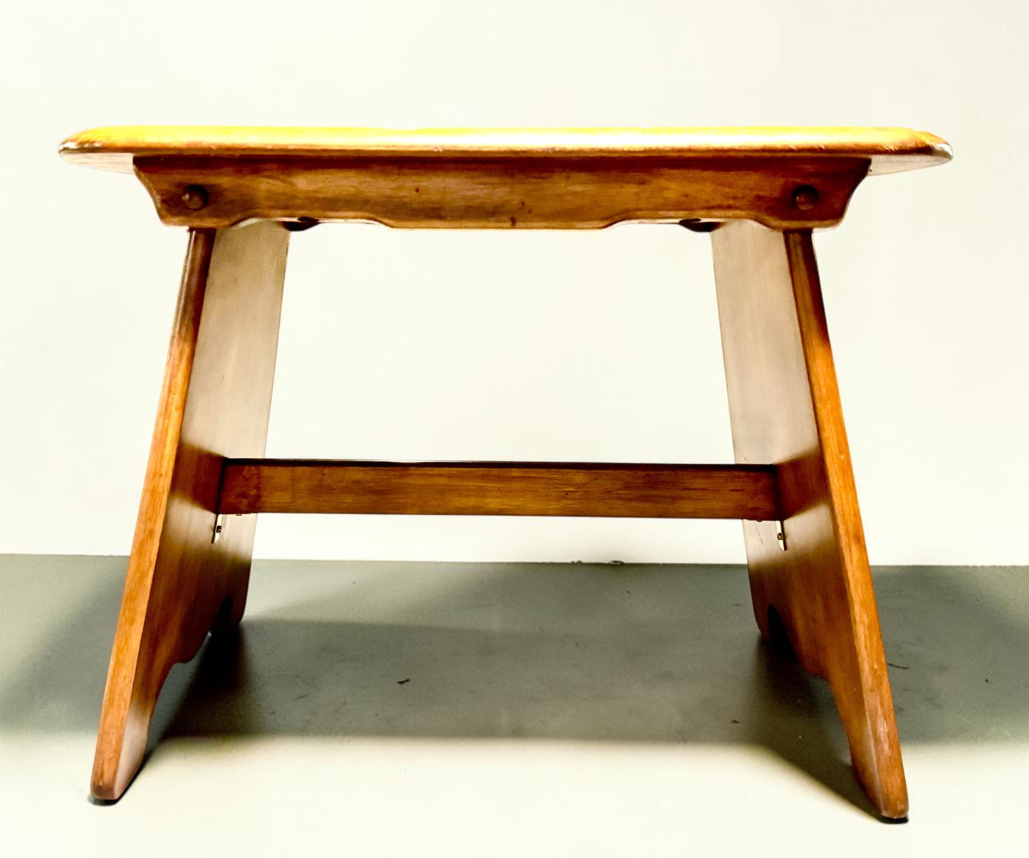 Vintage Mid-Century Whimsical Solid Wood Handmade Bench