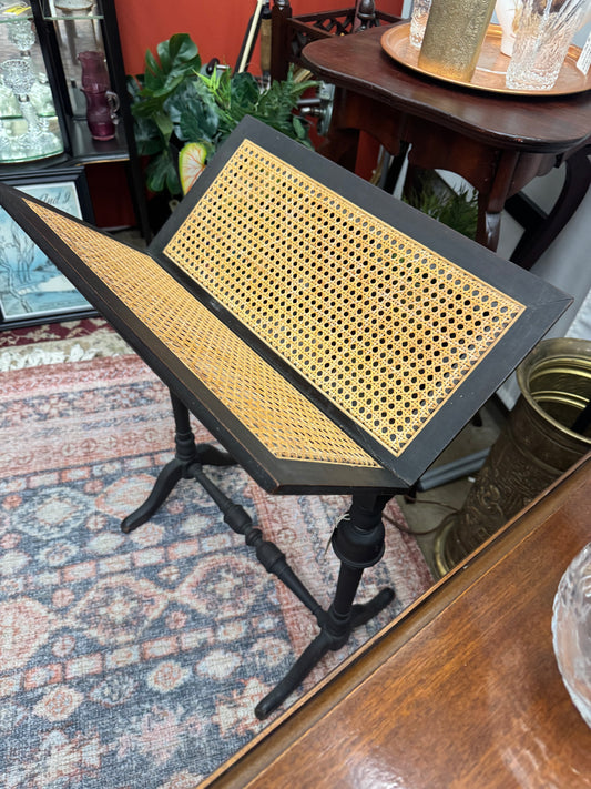 Vintage Ebonized Cane-Panel Adjustable Reading Stand