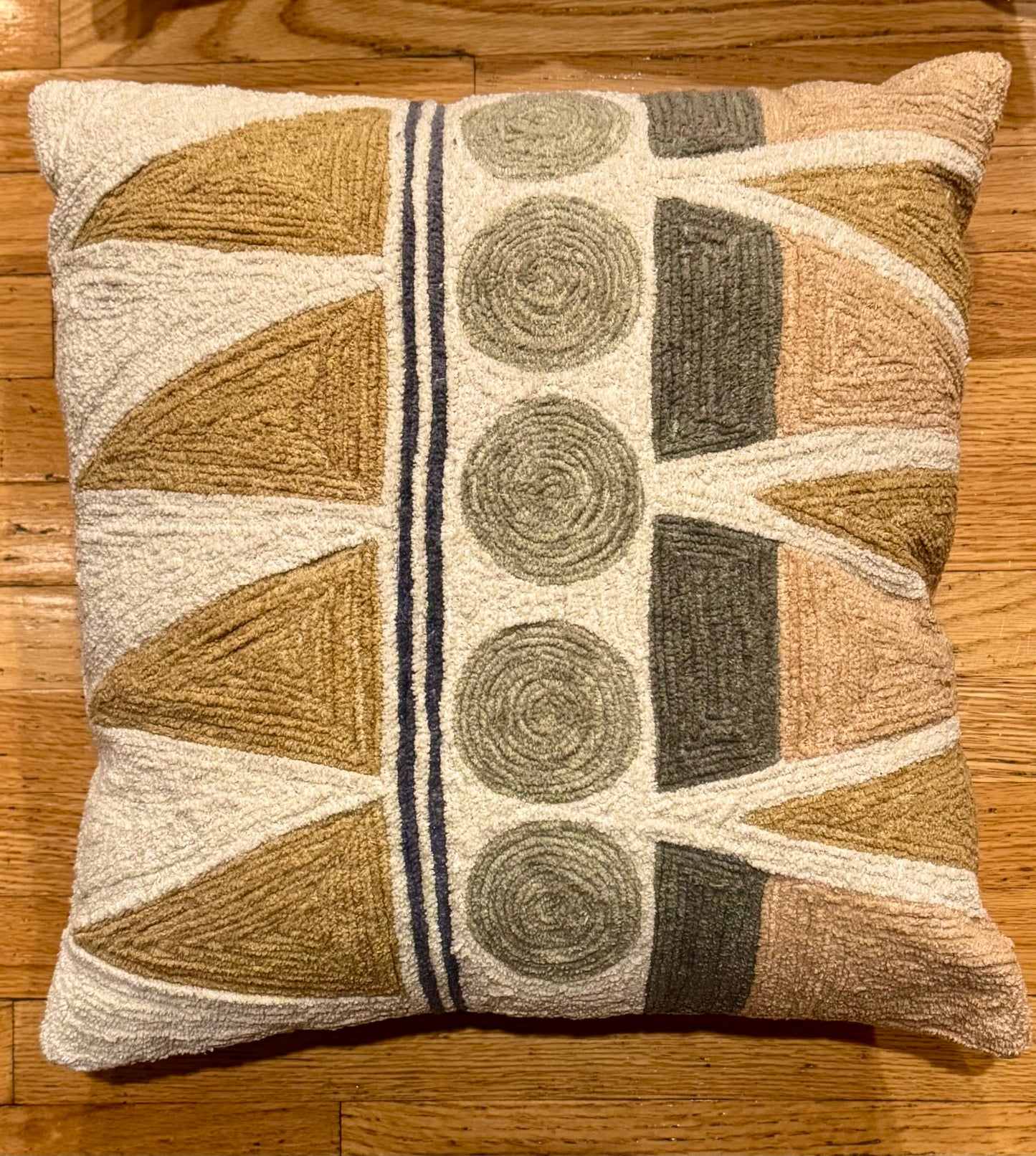 Boho Chic Embroidered Throw Pillow - Geometric Shapes Design