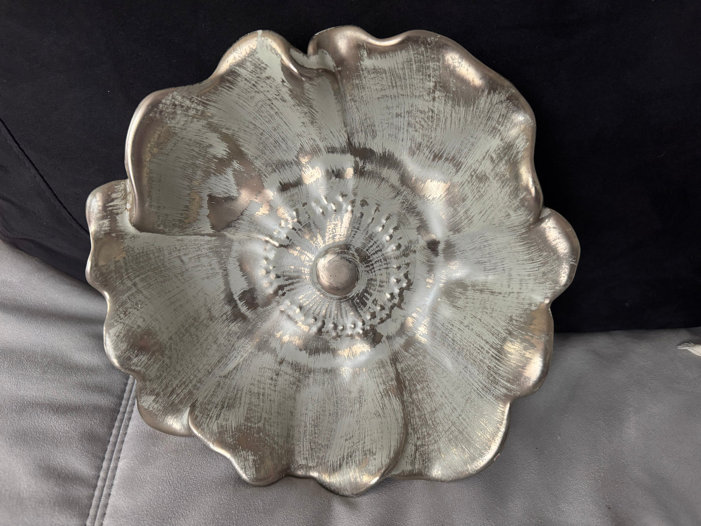 Stangl Pottery Colonial Silver Flower Bowl – #3410-9, Trenton NJ, 1950s, 11"D