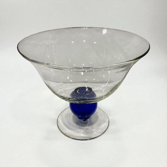 Clear Glass Pedestal Bowl w/Cobalt Base