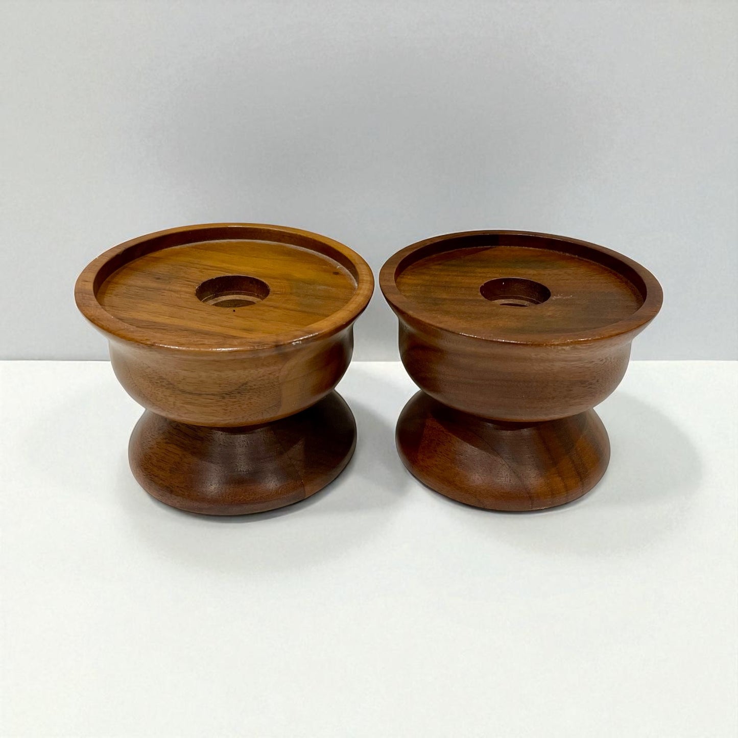 Pair of Kustom Kraft Black Walnut Candleholders