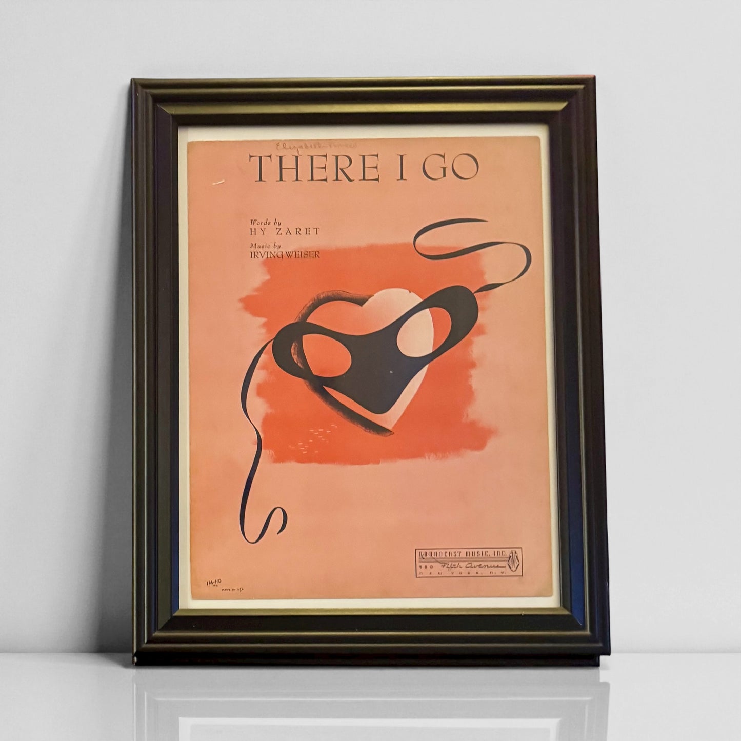Framed Vintage Sheet Music - “There I Go”