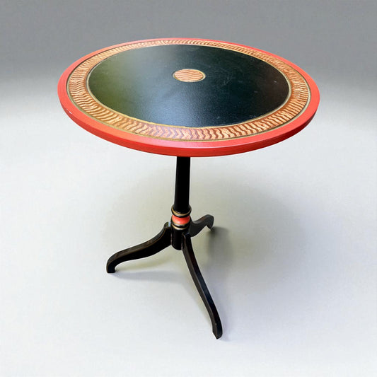 Red & Black Round Side Table