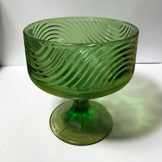 Vintage Brody Green Glass Compote