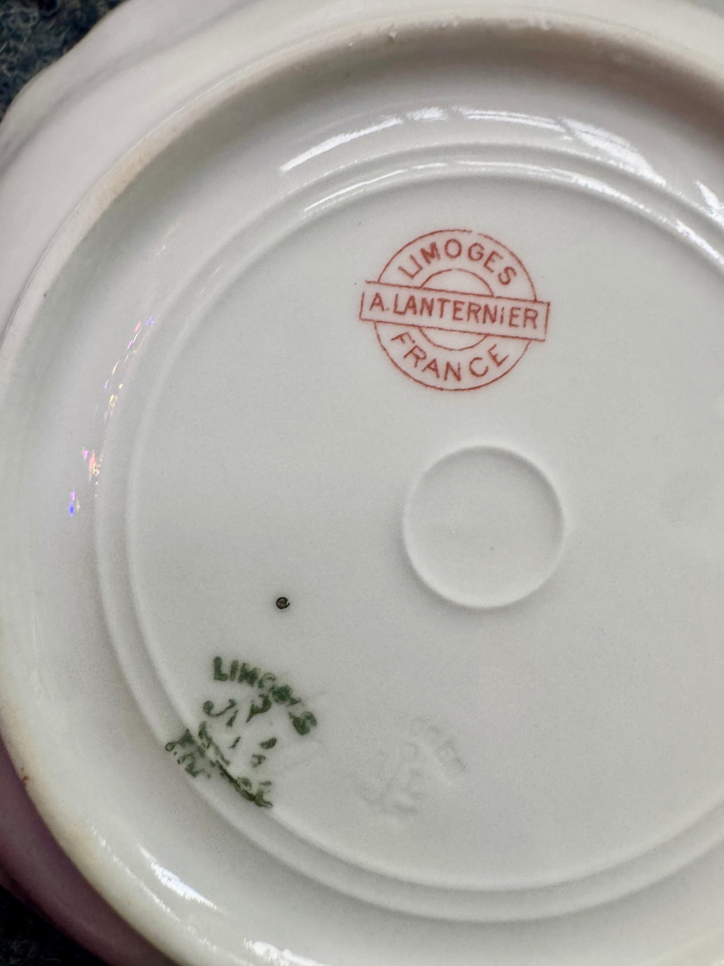 A. Lanternier Limoges Porcelain Scalloped Bowl with Delicate Floral Design, 6"