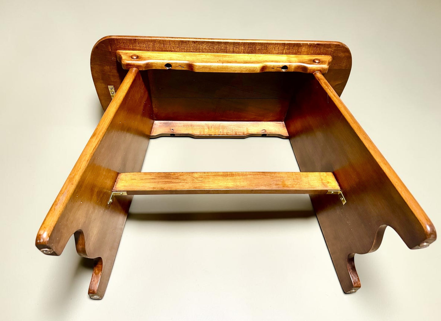 Vintage Mid-Century Whimsical Solid Wood Handmade Bench