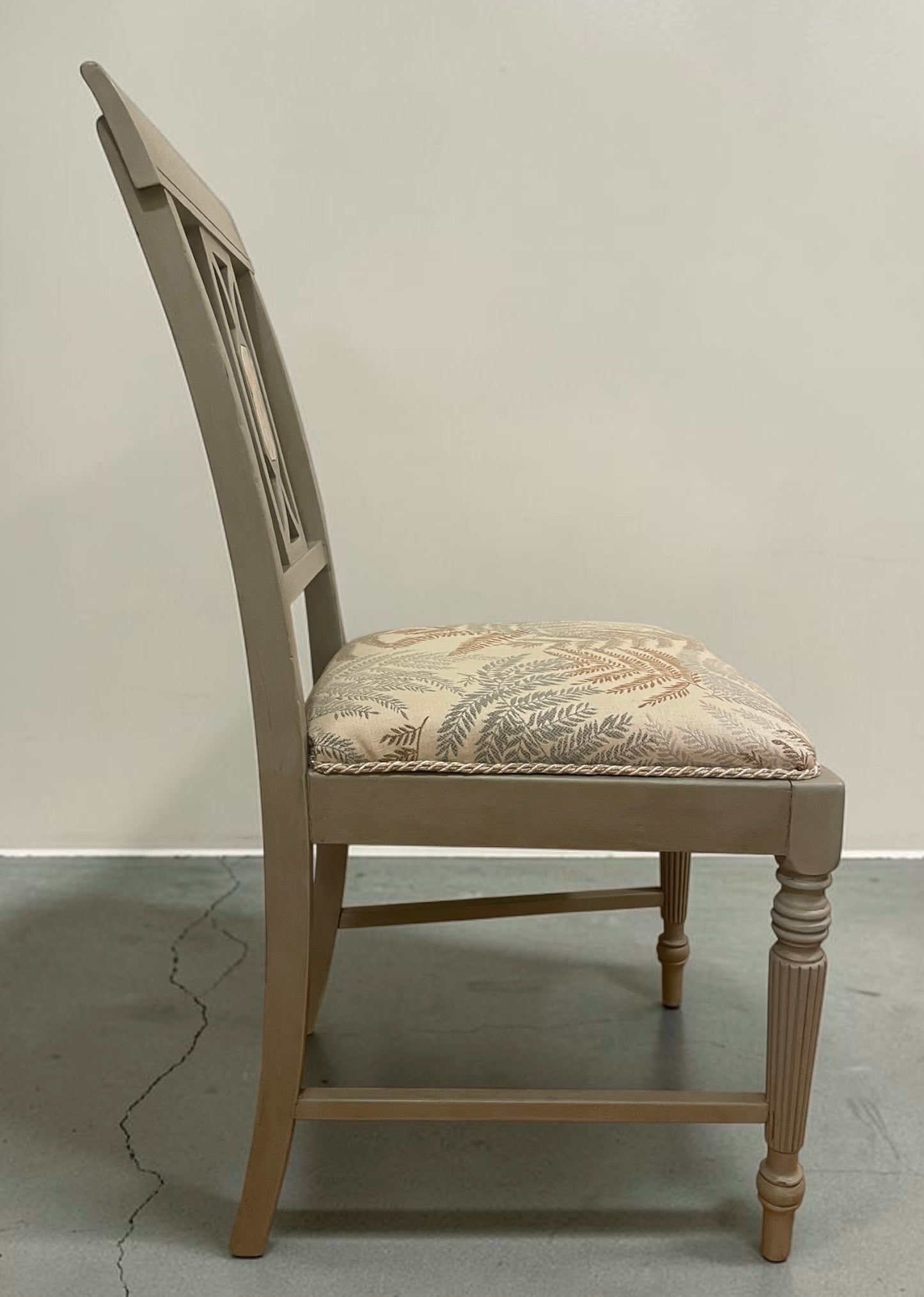 Handpainted Neutral Green Accent Chair w/Upholstered Seat