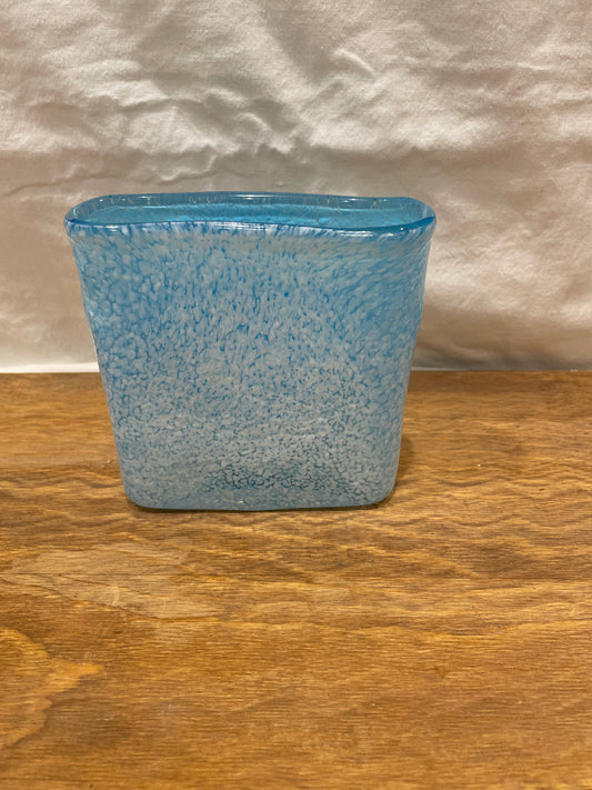 Blue Rectangular Art Glass Vase