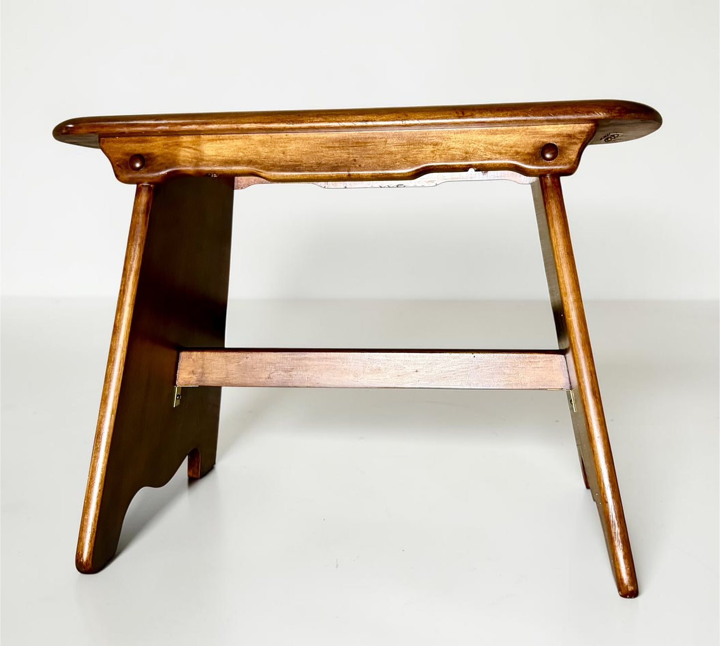 Vintage Mid-Century Whimsical Solid Wood Handmade Bench