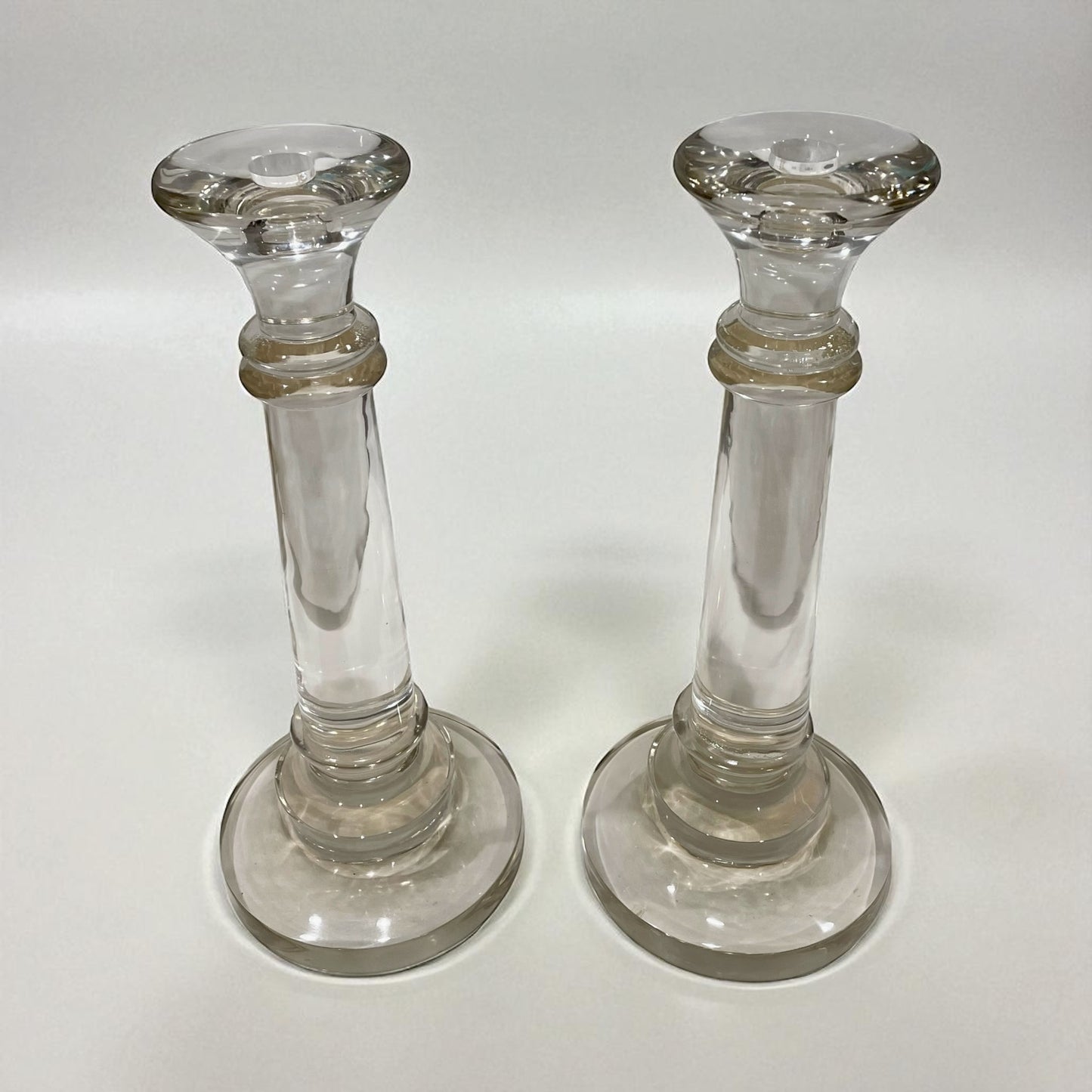 Pair of X-Large Clear Glass Candleholders