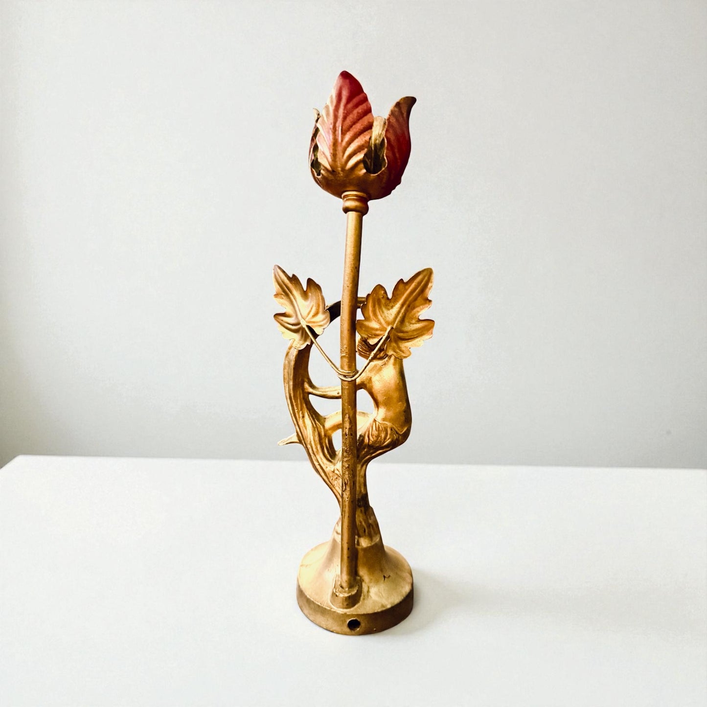 Gilded Art Nouveau Figurine - Lady & Flower