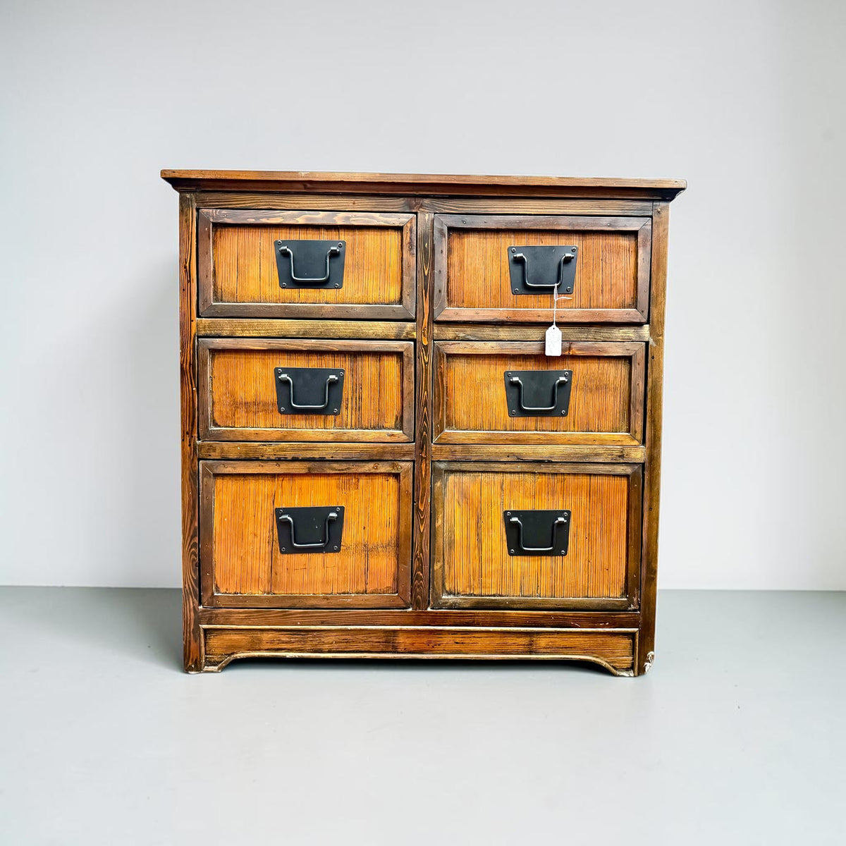 Vintage Asian-Style Pine Tansu Chest of Drawers, Six-Drawer