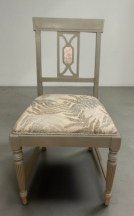 Handpainted Neutral Green Accent Chair w/Upholstered Seat
