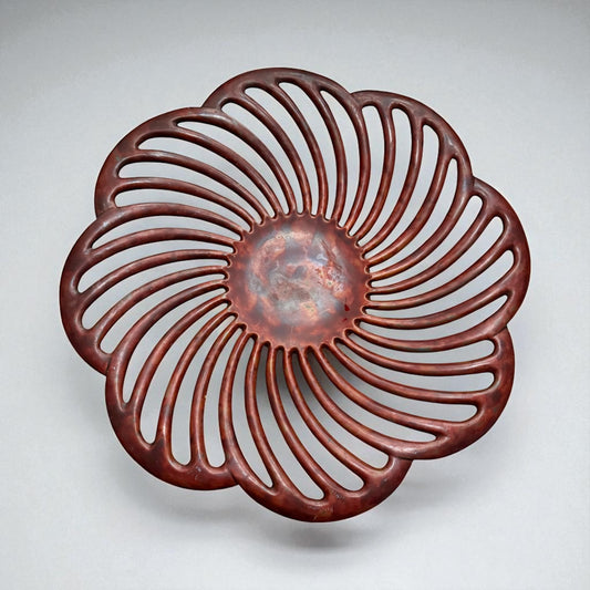 VTG Decorative Metal Flower Plate - Made in Occupied Japan