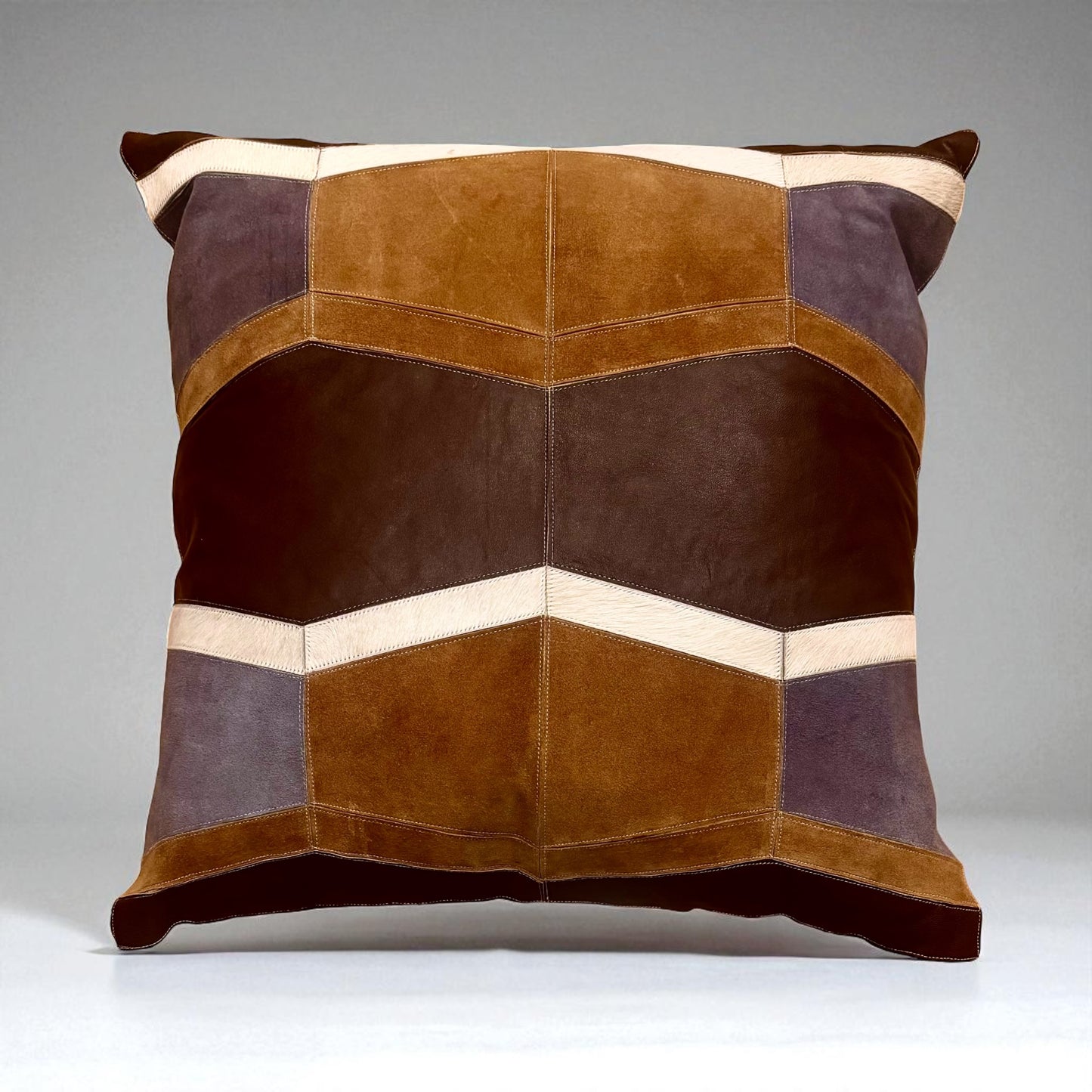 Callisto Home Leather & Suede Patchwork Decorative Throw Pillow