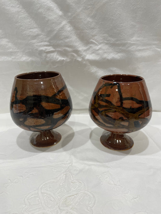 Pair of Glazed Pottery Snifters