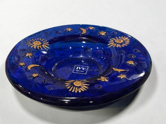 IVV Italy Cobalt Blue Celestial Glass Bowl — Gold Sun, Moon & Stars