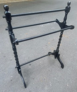Solid Wood Black Blanket Stand