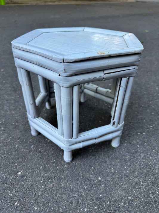 Small White Hexagonal Bamboo Plant Stand