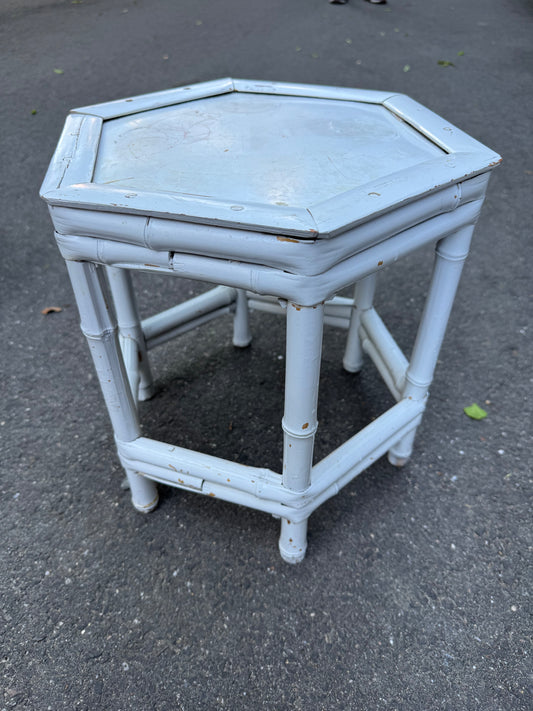 Medium Hexagonal White Bamboo Plant Stand