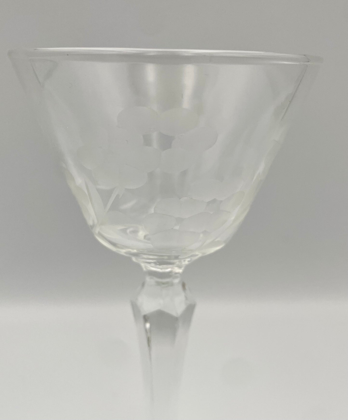 Set of 4 Vtg Libby Glenmore Liquor Cocktail Glasses w/ Floral Etching