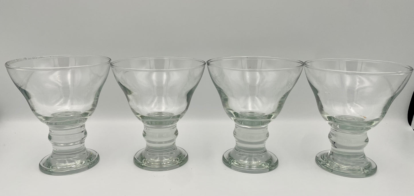Set of 4 Clear Glass Footed Dessert Glasses