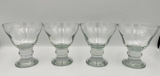 Set of 4 Clear Glass Footed Dessert Glasses